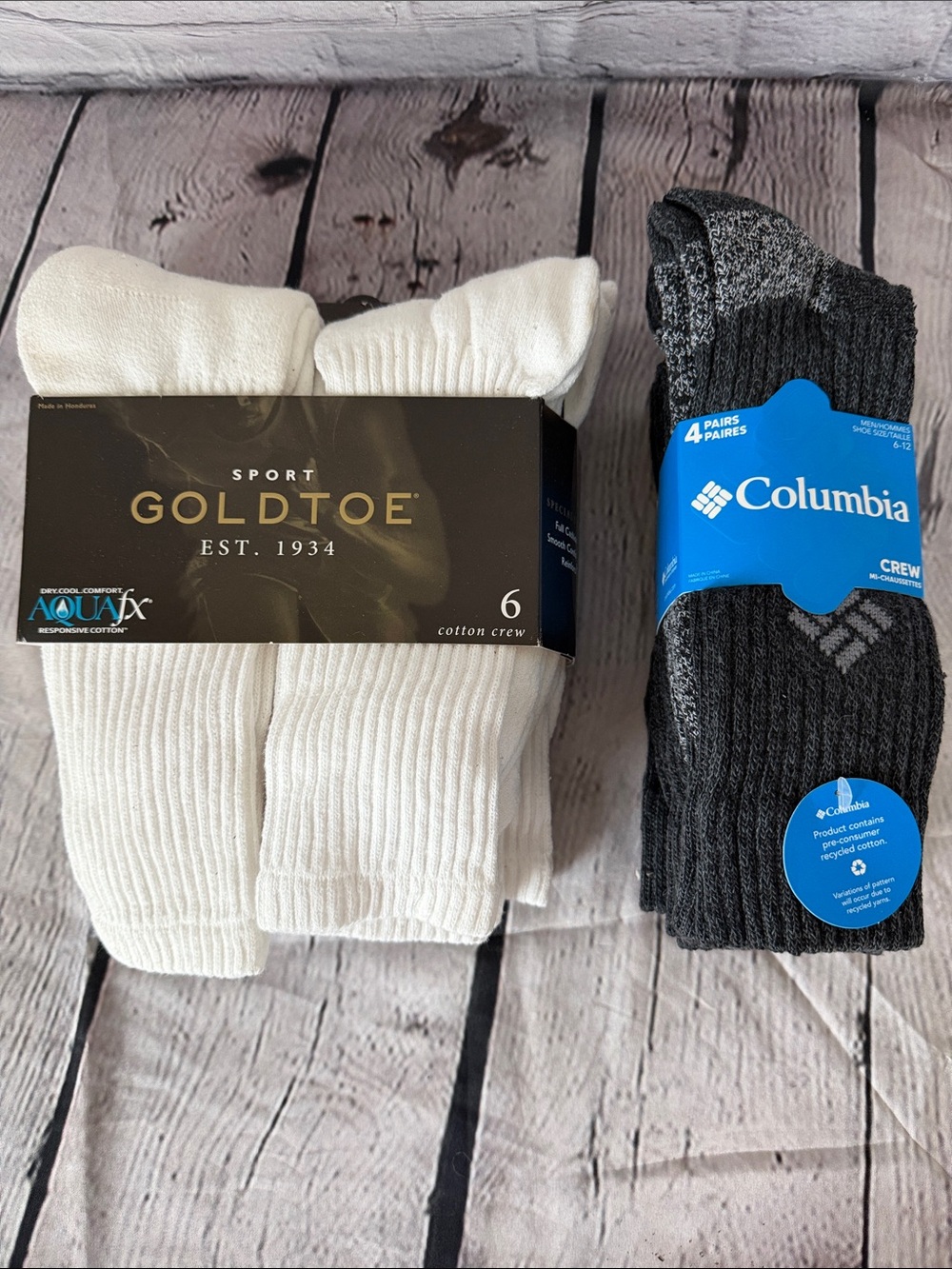 Gold Toe and Columbia Men's White Cotton Crew Socks - 6/4 Pack